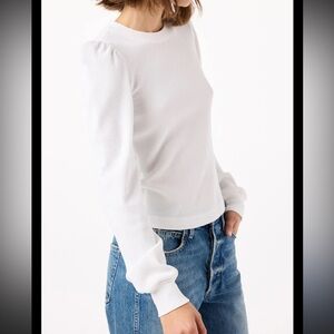 AMO Clothing Girly Puff Sleeve Thermal Top Natural White XS Long Sleeve